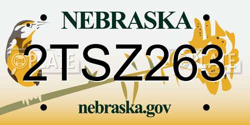 2TSZ263 Nebraska License Plate