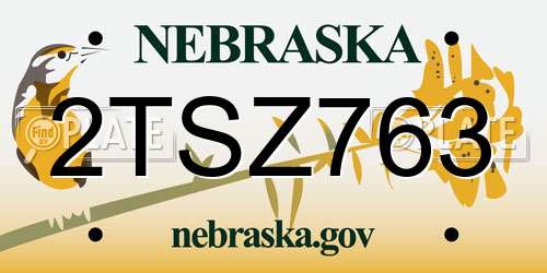 2TSZ763 Nebraska License Plate