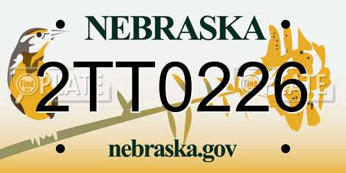 2TT0226 Nebraska License Plate