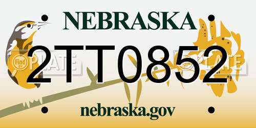 2TT0852 Nebraska License Plate