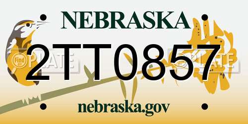 2TT0857 Nebraska License Plate