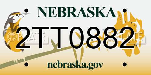 2TT0882 Nebraska License Plate