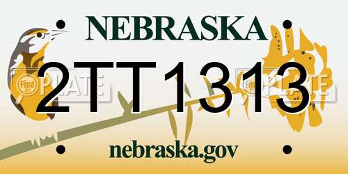 2TT1313 Nebraska License Plate