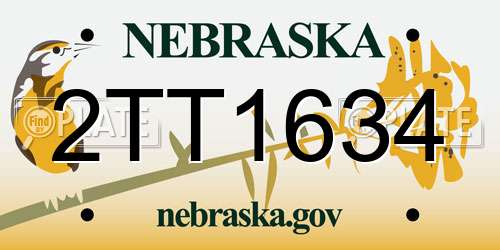 2TT1634 Nebraska License Plate