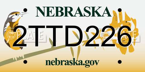 2TTD226 Nebraska License Plate