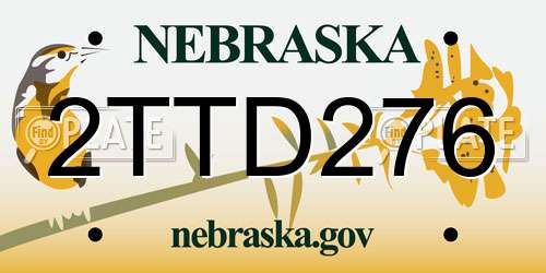 2TTD276 Nebraska License Plate