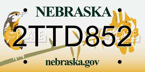 2TTD852 Nebraska License Plate