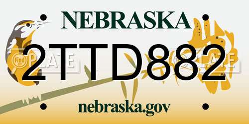 2TTD882 Nebraska License Plate