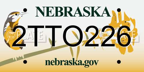 2TTO226 Nebraska License Plate