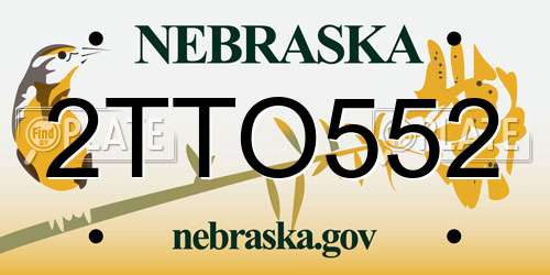 2TTO552 Nebraska License Plate