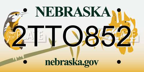 2TTO852 Nebraska License Plate