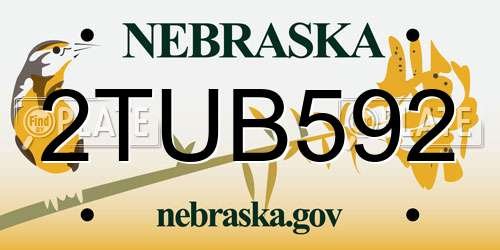 2TUB592 Nebraska License Plate