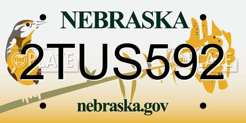2TUS592 Nebraska License Plate