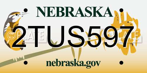 2TUS597 Nebraska License Plate