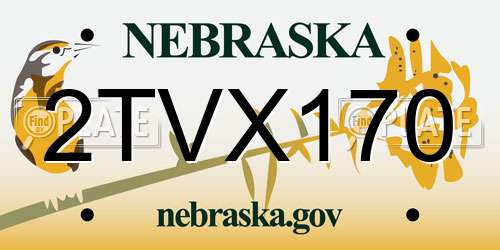2TVX170 Nebraska License Plate