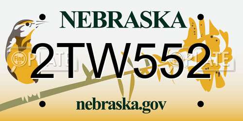 2TW552 Nebraska License Plate