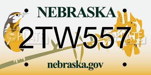 2TW557 Nebraska License Plate