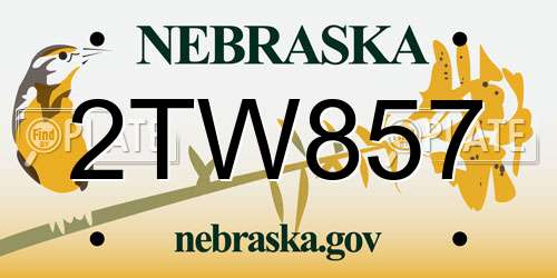 2TW857 Nebraska License Plate