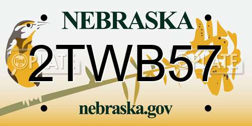 2TWB57 Nebraska License Plate