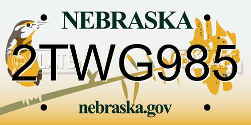 2TWG985 Nebraska License Plate