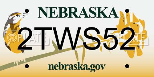 2TWS52 Nebraska License Plate