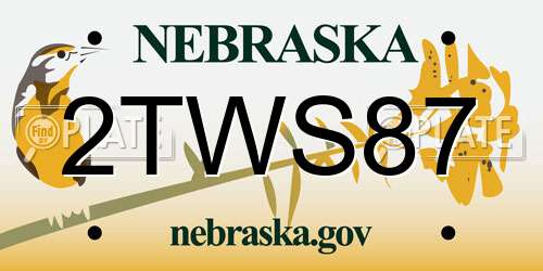 2TWS87 Nebraska License Plate