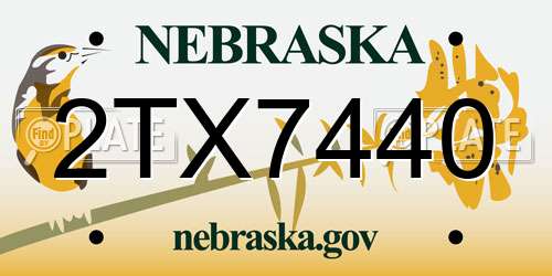 2TX7440 Nebraska License Plate