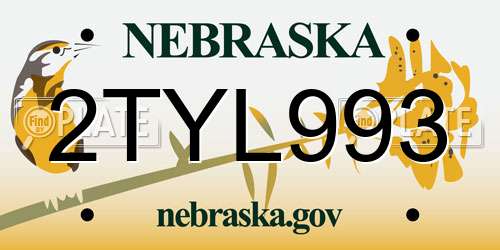 2TYL993 Nebraska License Plate