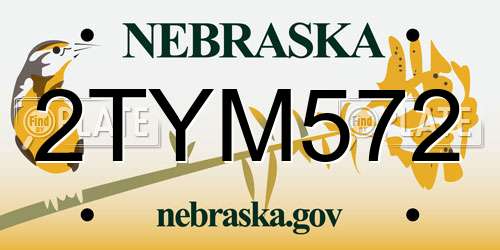 2TYM572 Nebraska License Plate