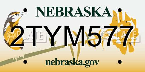 2TYM577 Nebraska License Plate