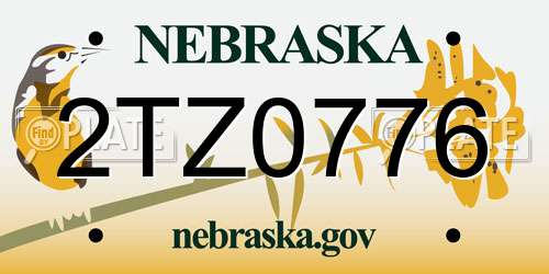 2TZ0776 Nebraska License Plate