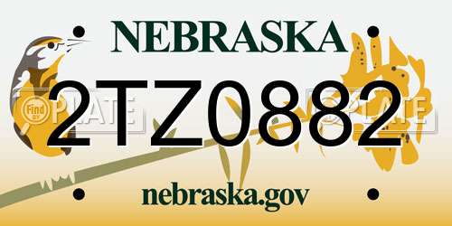 2TZ0882 Nebraska License Plate