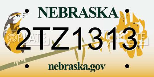2TZ1313 Nebraska License Plate
