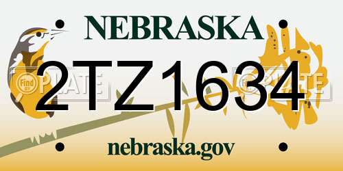 2TZ1634 Nebraska License Plate
