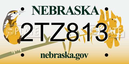 2TZ813 Nebraska License Plate