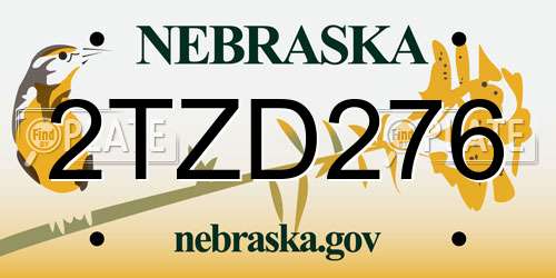 2TZD276 Nebraska License Plate