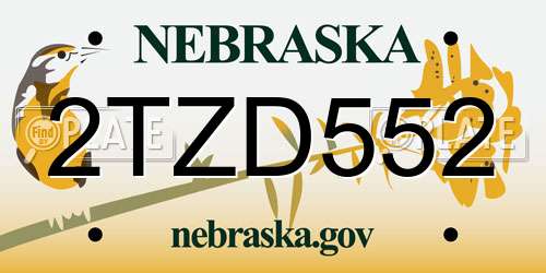 2TZD552 Nebraska License Plate