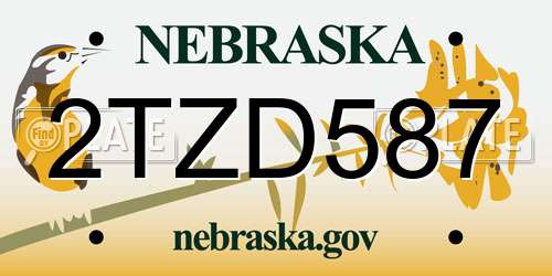 2TZD587 Nebraska License Plate