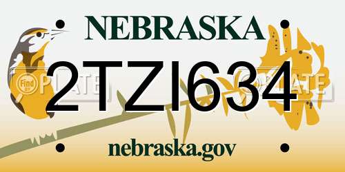 2TZI634 Nebraska License Plate