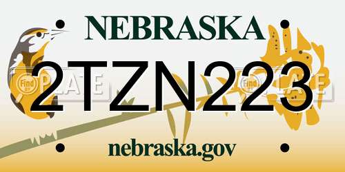 2TZN223 Nebraska License Plate