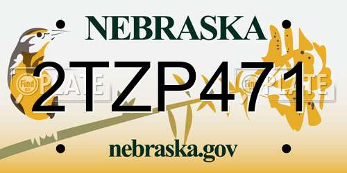 2TZP471 Nebraska License Plate