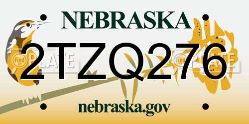 2TZQ276 Nebraska License Plate