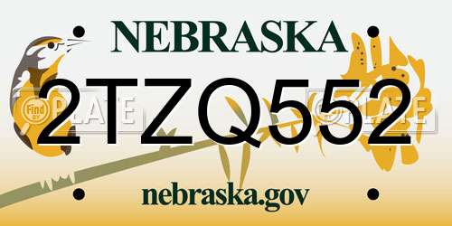 2TZQ552 Nebraska License Plate