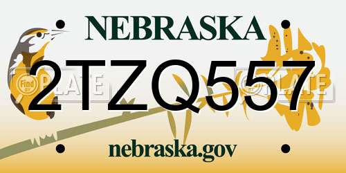 2TZQ557 Nebraska License Plate