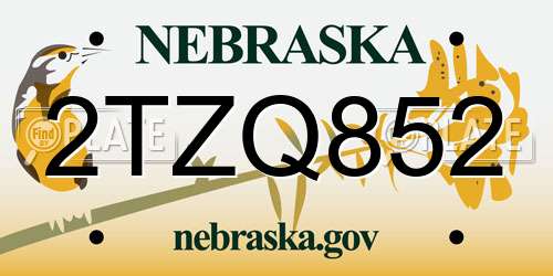 2TZQ852 Nebraska License Plate