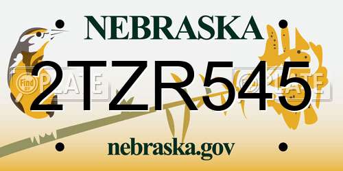 2TZR545 Nebraska License Plate