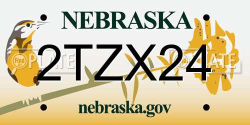 2TZX24 Nebraska License Plate