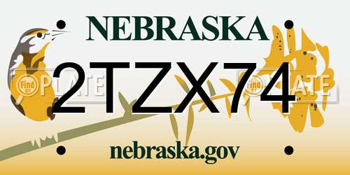2TZX74 Nebraska License Plate