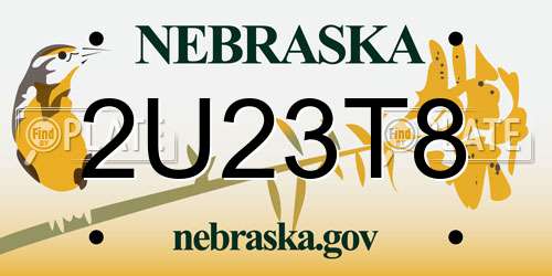 2U23T8 Nebraska License Plate