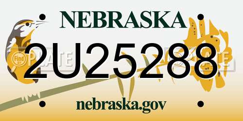 2U25288 Nebraska License Plate